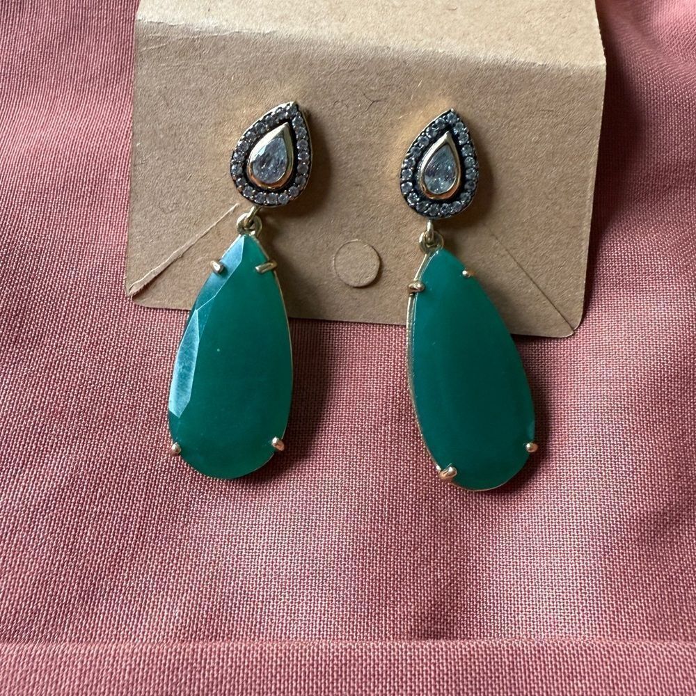 Y2K Stella and Dot Party Festive Emerald Green and Gold Costume Jewelry
